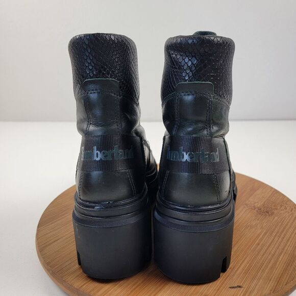 Timberland Everleigh Boot Front Zip Mid Boots Green Leather Womens 7.5 Platform - Picture 6 of 13